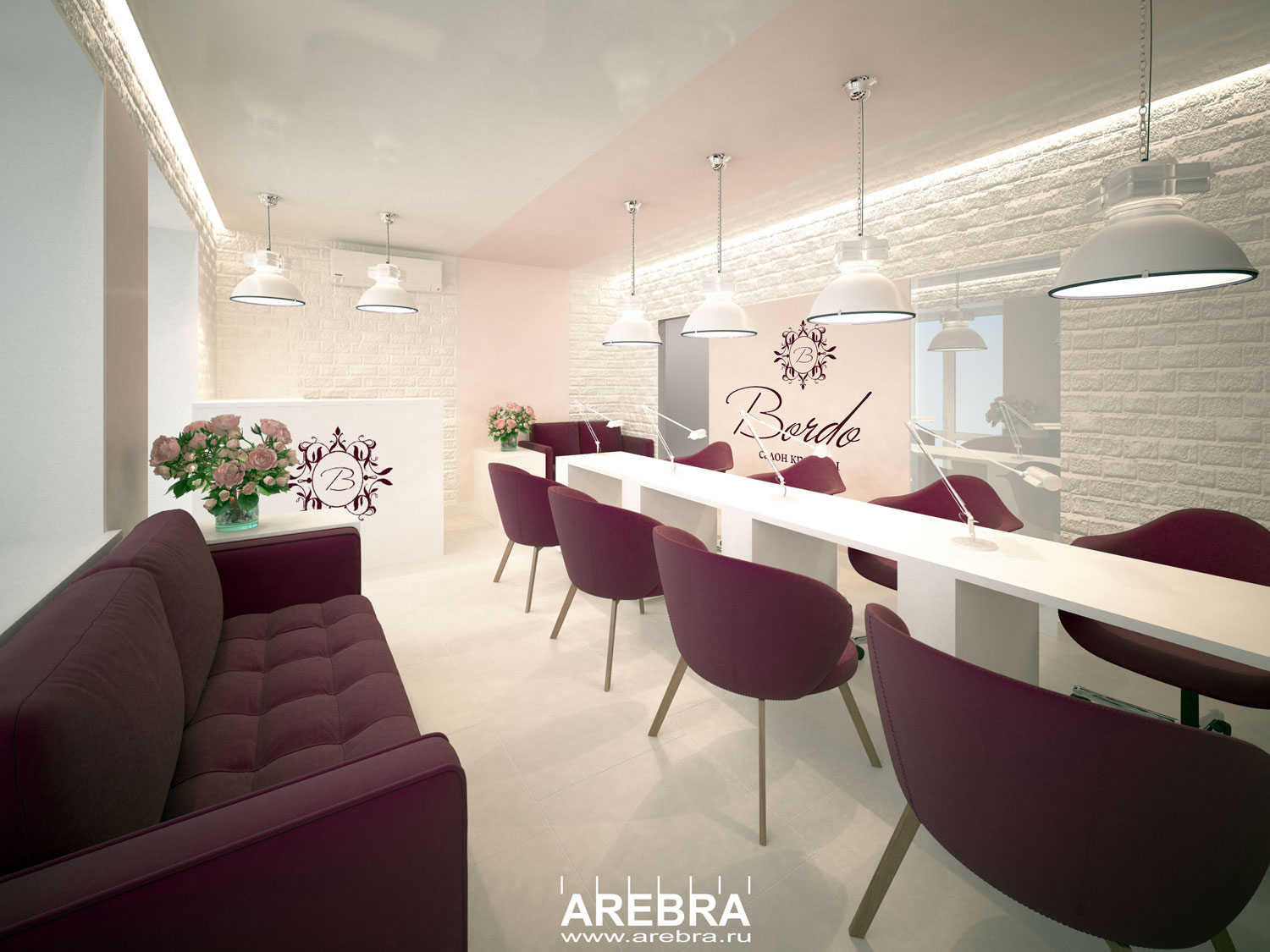 Дизайн проект интерьера салона красоты «БОРДО» в Уфе