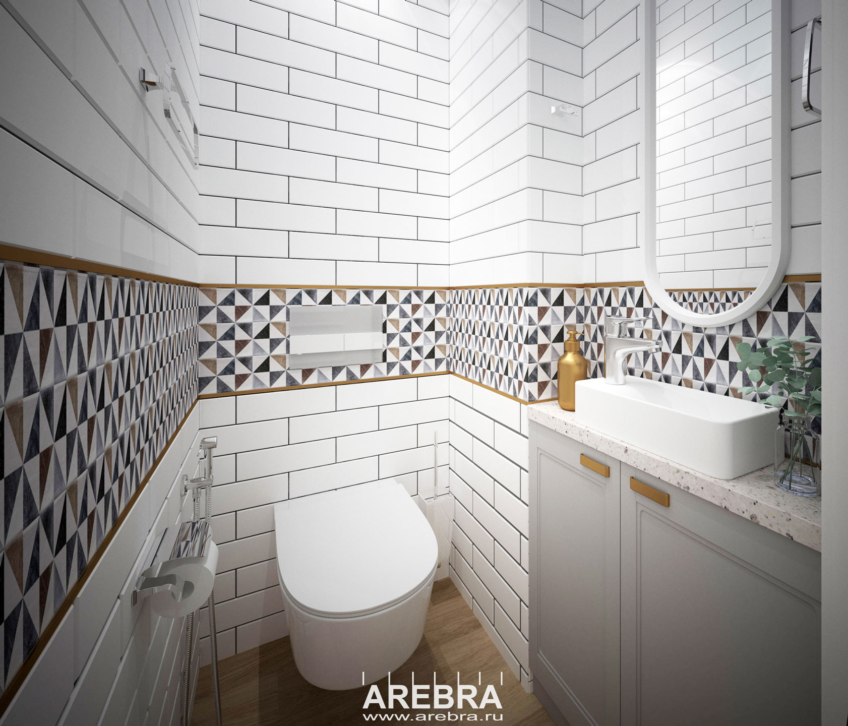 Дизайн проект части квартиры в Москве, Старые Химки. Проект кухни, туалета и ванной комнаты.