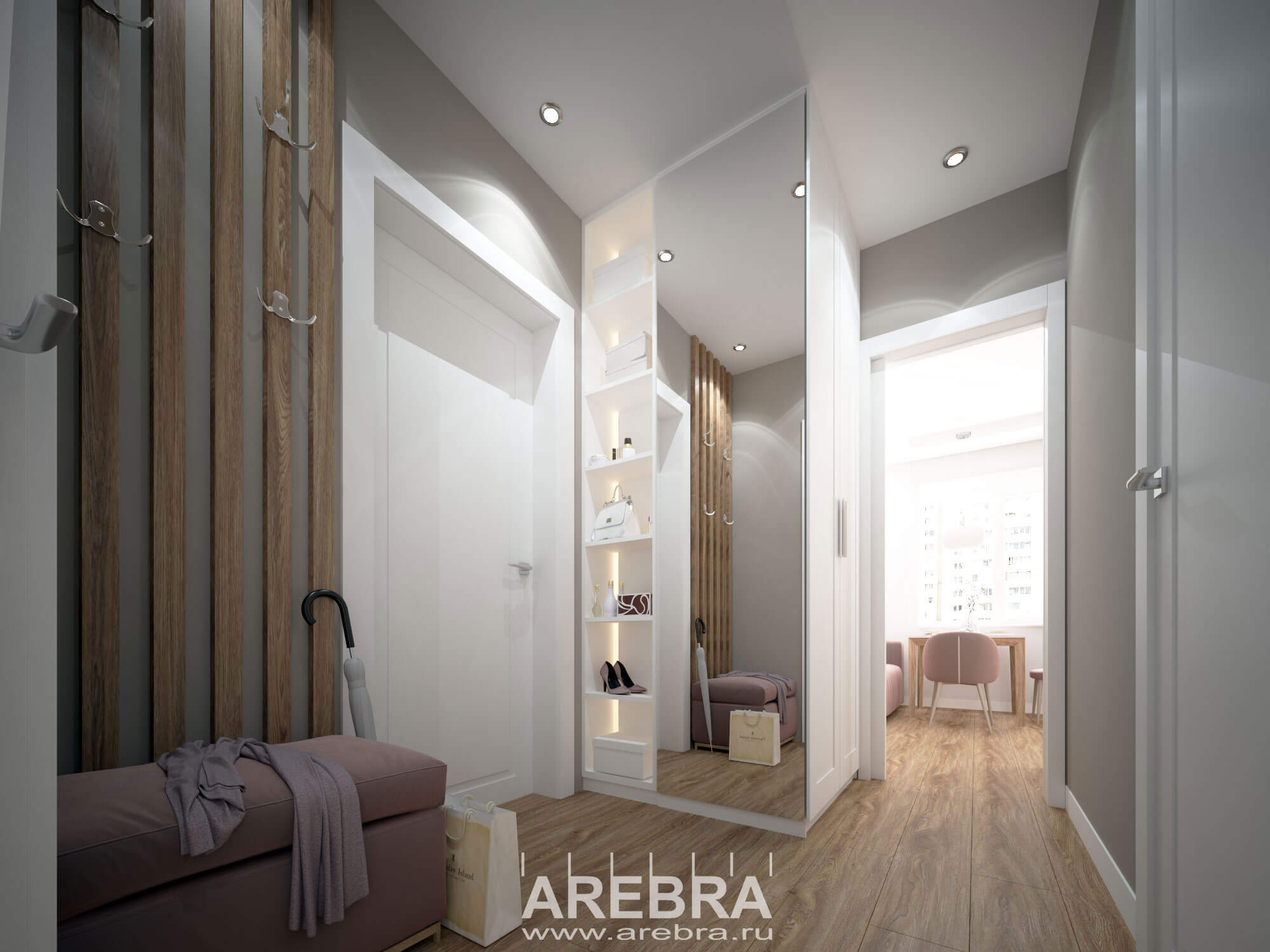Дизайн проект интерьера однокомнатной квартиры общей площадью 37,6м2 , г. Санкт-Петербург